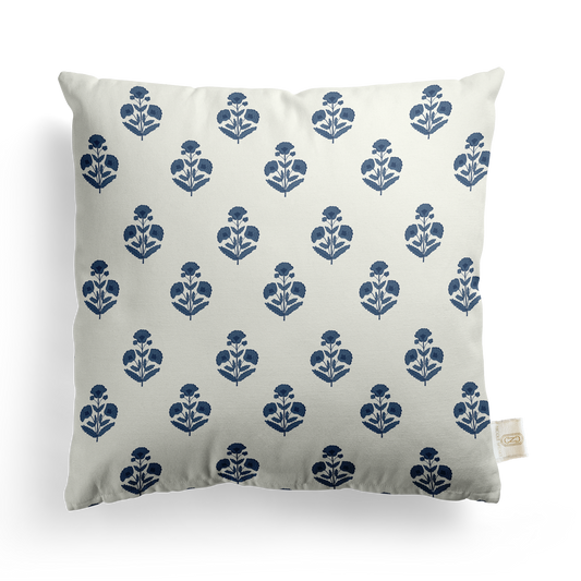 Block Print Floral Pillow Cover | Featuring Navy Haven Colorway