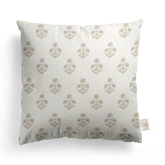Block Print Floral Pillow Cover | Featuring Oyster Sand Colorway