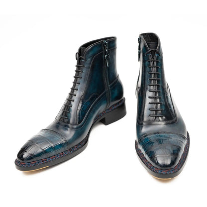 Blue Genuine Alligator Leather Boots Goodyear Norwegian Welt