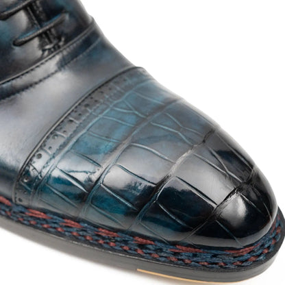Blue Genuine Alligator Leather Boots Goodyear Norwegian Welt