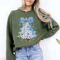 Blue Christmas, Christmas Tree, Bow, Delft, Coquette, Floral, Santa, Classic Sweatshirt