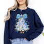 Blue Christmas, Christmas Tree, Bow, Delft, Coquette, Floral, Santa, Classic Sweatshirt