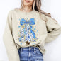 Blue Christmas, Christmas Tree, Bow, Delft, Coquette, Floral, Santa, Classic Sweatshirt
