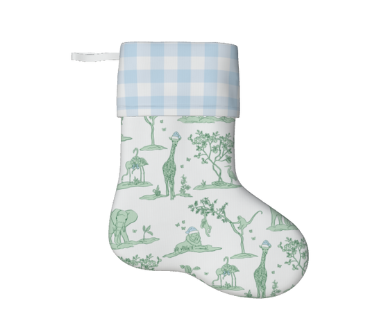 Blue and Green Zoo Chinoiserie Christmas Stocking