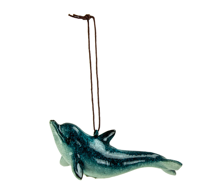 Blue Dolphin Ornament – Coastal Resin Décor (4.5"L x 1.75"W)