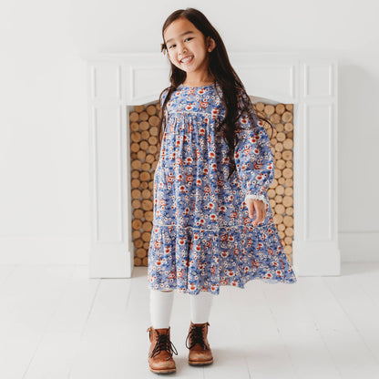 Blue Printed Flared Dress