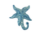 Starfish Wall Hook – Blue Metal Coastal Décor (5.5"H x 4"W)