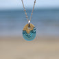 Oceanfront Necklace – Aqua & Ultramarine Resin Oval Pendant