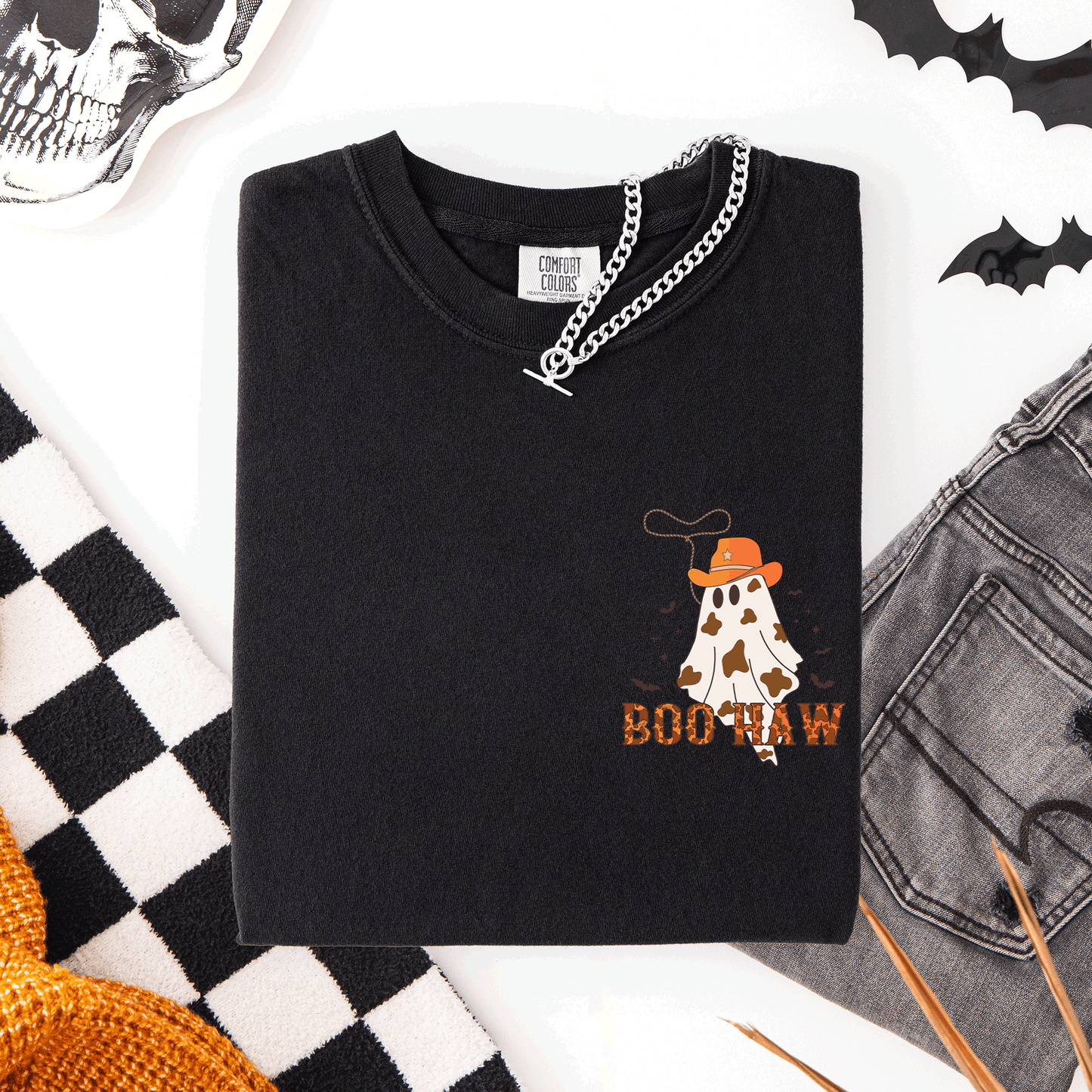 Boo Haw, Cowboy, Western, Country, Halloween, Pocket, Comfort Colors T-Shirt