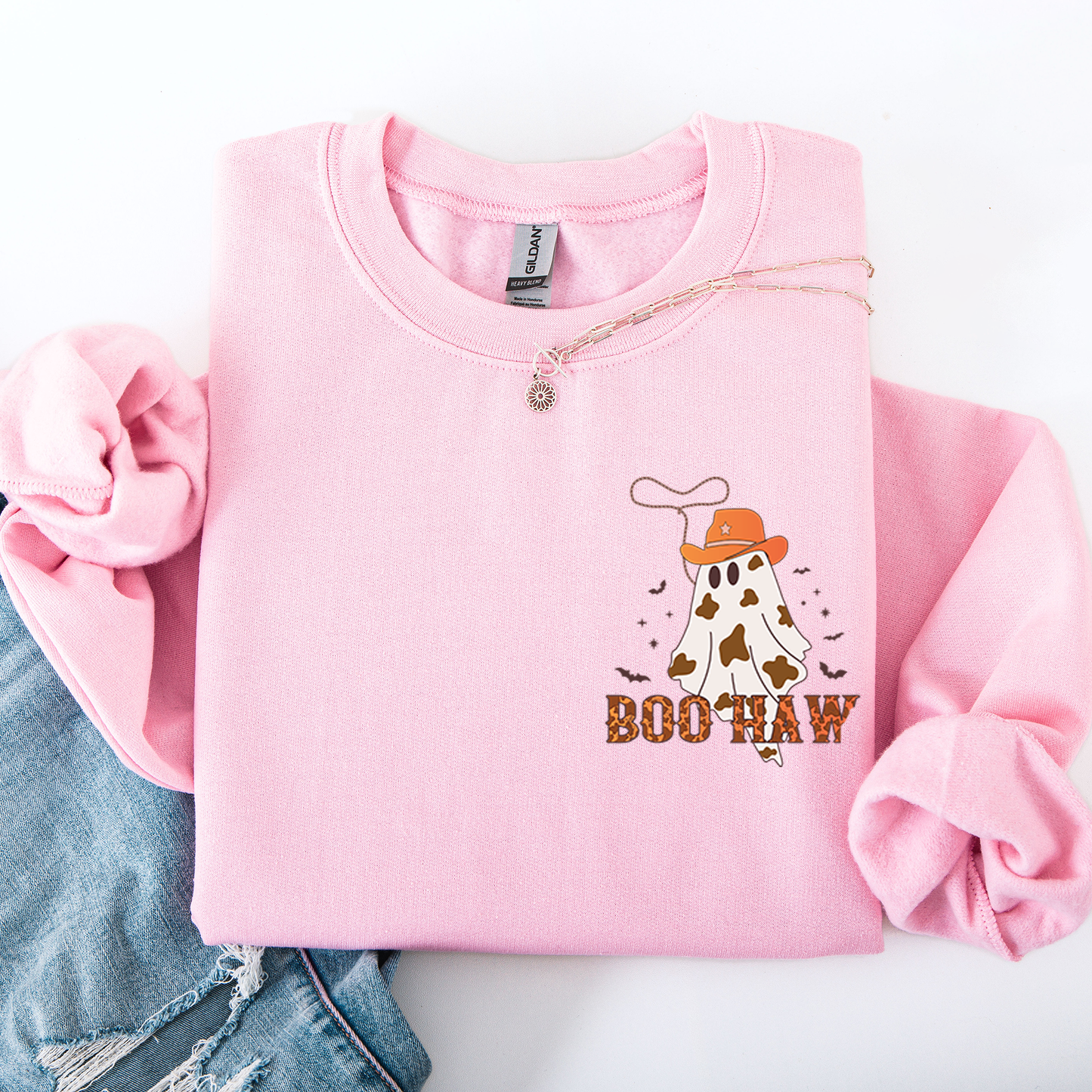Boo Haw, Cowboy, Western, Country, Halloween, Pocket Sweatshirt