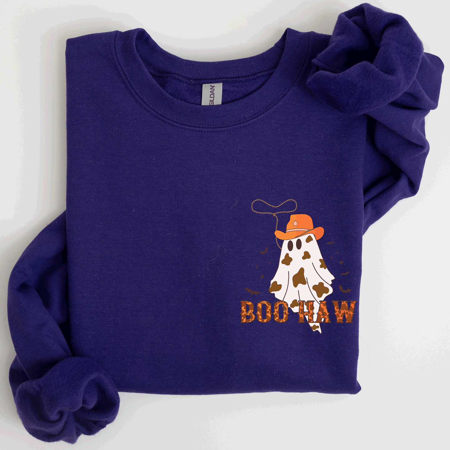 Boo Haw, Cowboy, Western, Country, Halloween, Pocket Sweatshirt