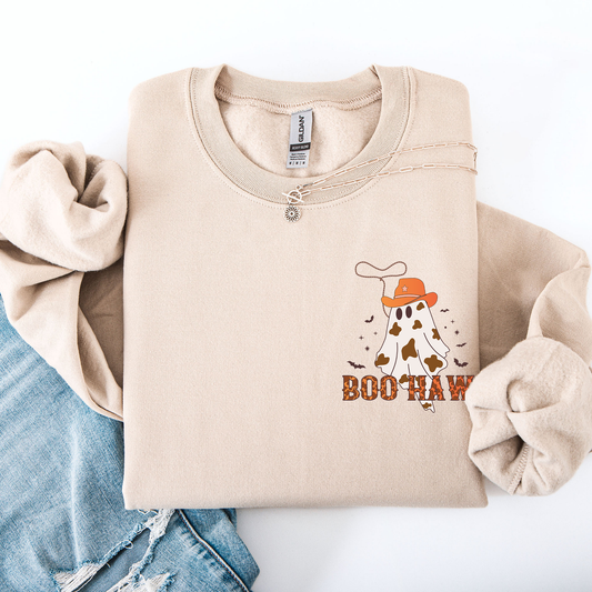Boo Haw, Cowboy, Western, Country, Halloween, Pocket Sweatshirt