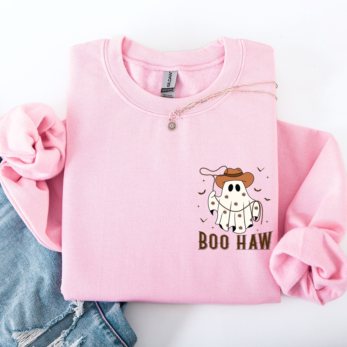 Boo Haw, Lasso, Cowboy, Western, Country, Halloween, Pocket Sweatshirt