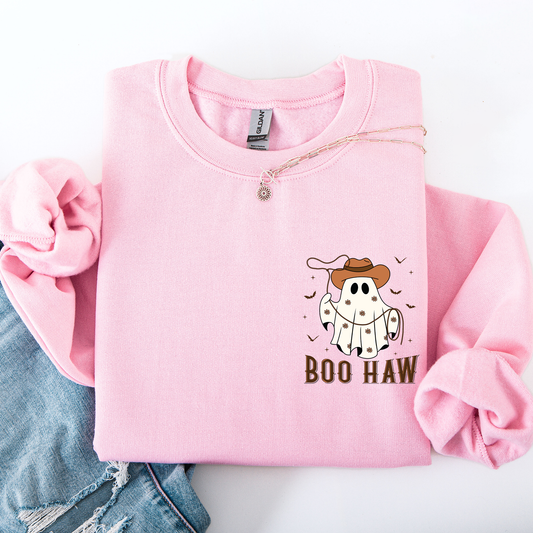 Boo Haw, Lasso, Cowboy, Western, Country, Halloween, Pocket Sweatshirt