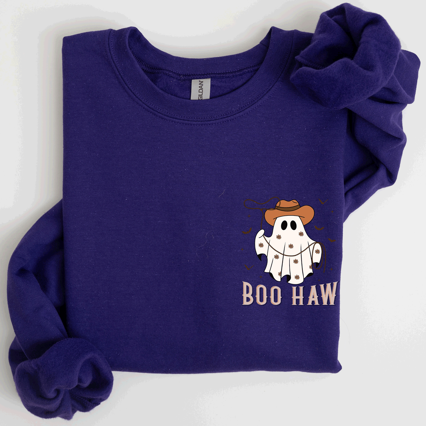 Boo Haw, Lasso, Cowboy, Western, Country, Halloween, Pocket Sweatshirt