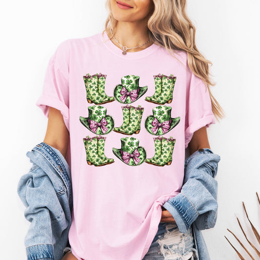 Boots and Hats, Cowboy, St Patrick's Day, Shamrock, Clover, Lucky, Leprechaun Tshirt Comfort Colors T-Shirt
