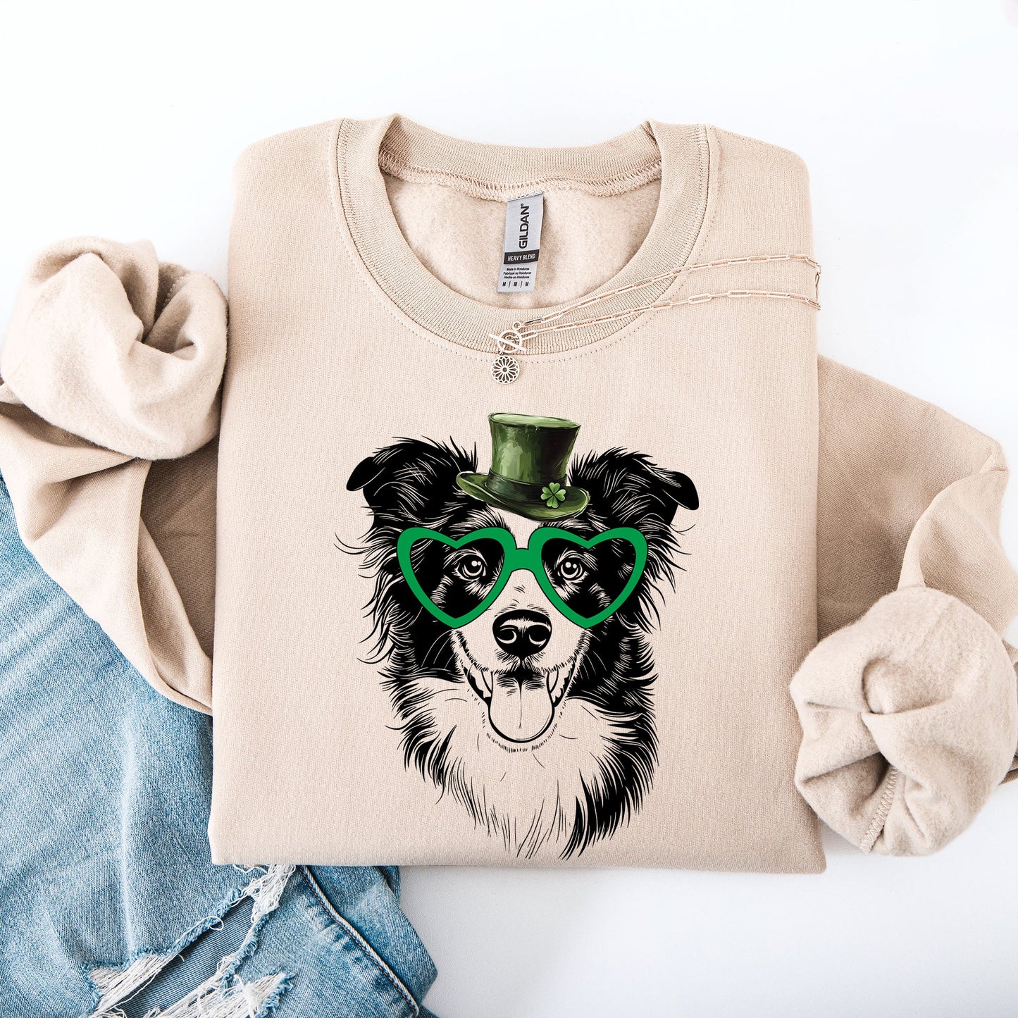 Border Collie, Adorable Dog, St Patrick's Day, Lucky, Irish Sweatshirt