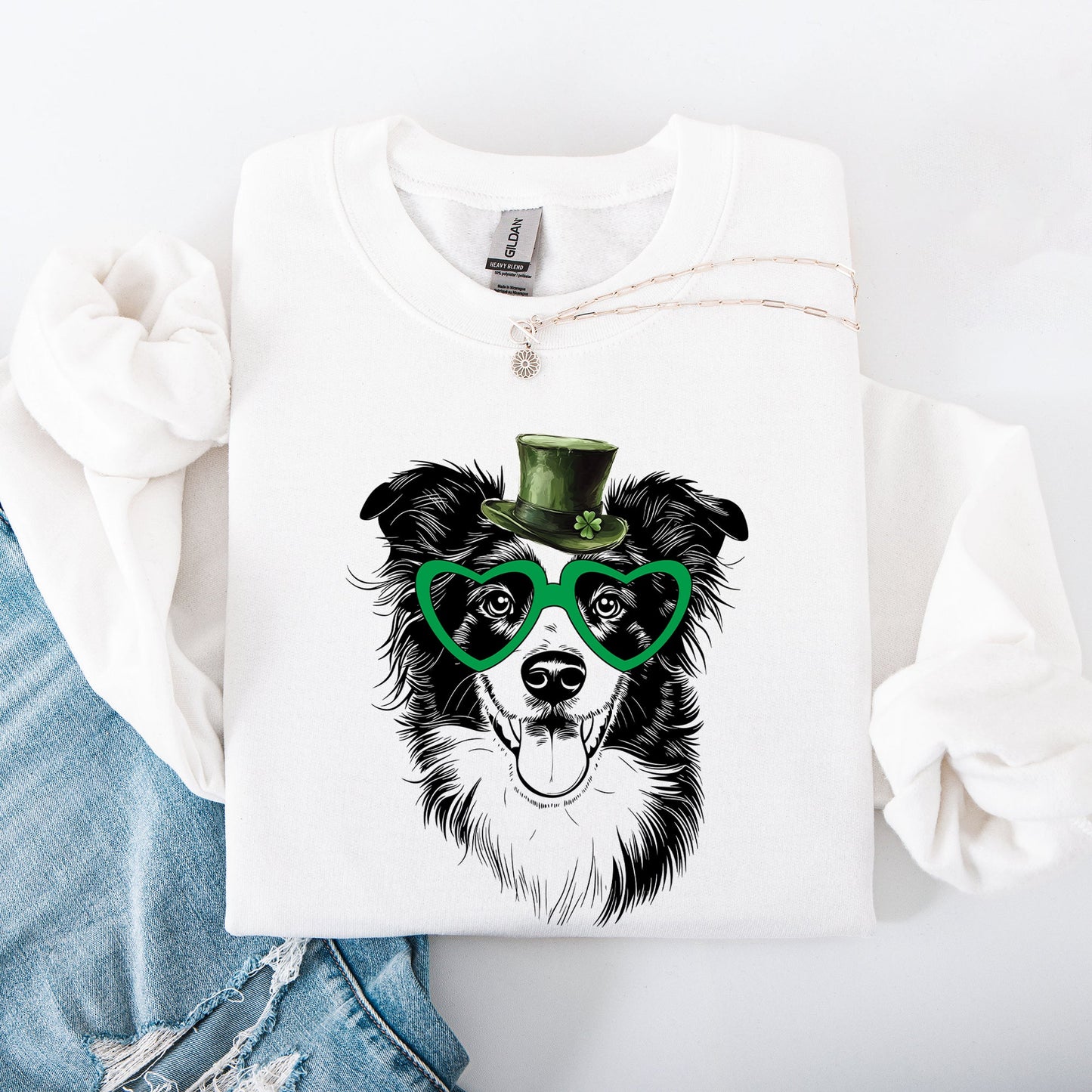 Border Collie, Adorable Dog, St Patrick's Day, Lucky, Irish Sweatshirt