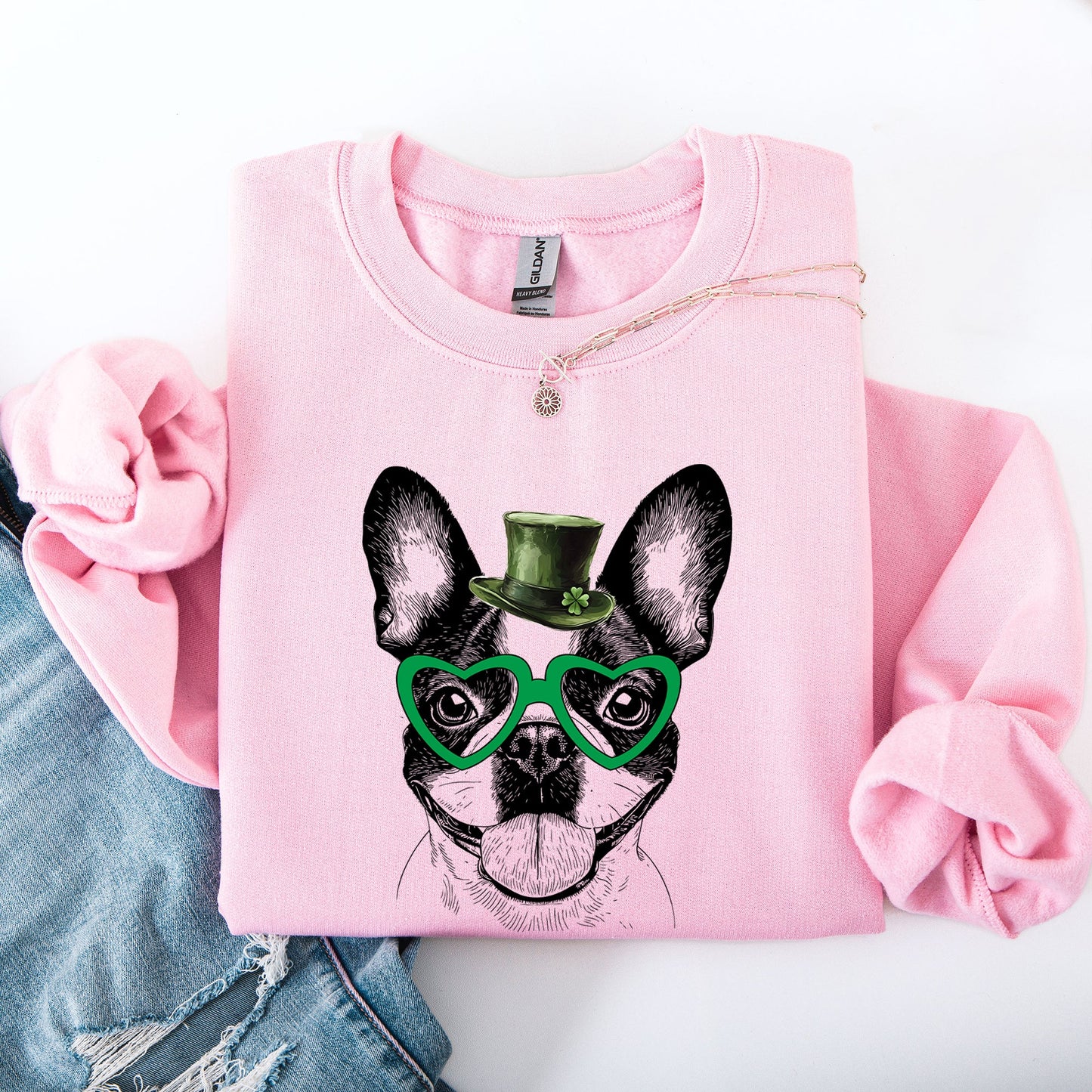 Boston Terrier, Adorable Dog, St Patrick's Day, Lucky, Irish Sweatshirt