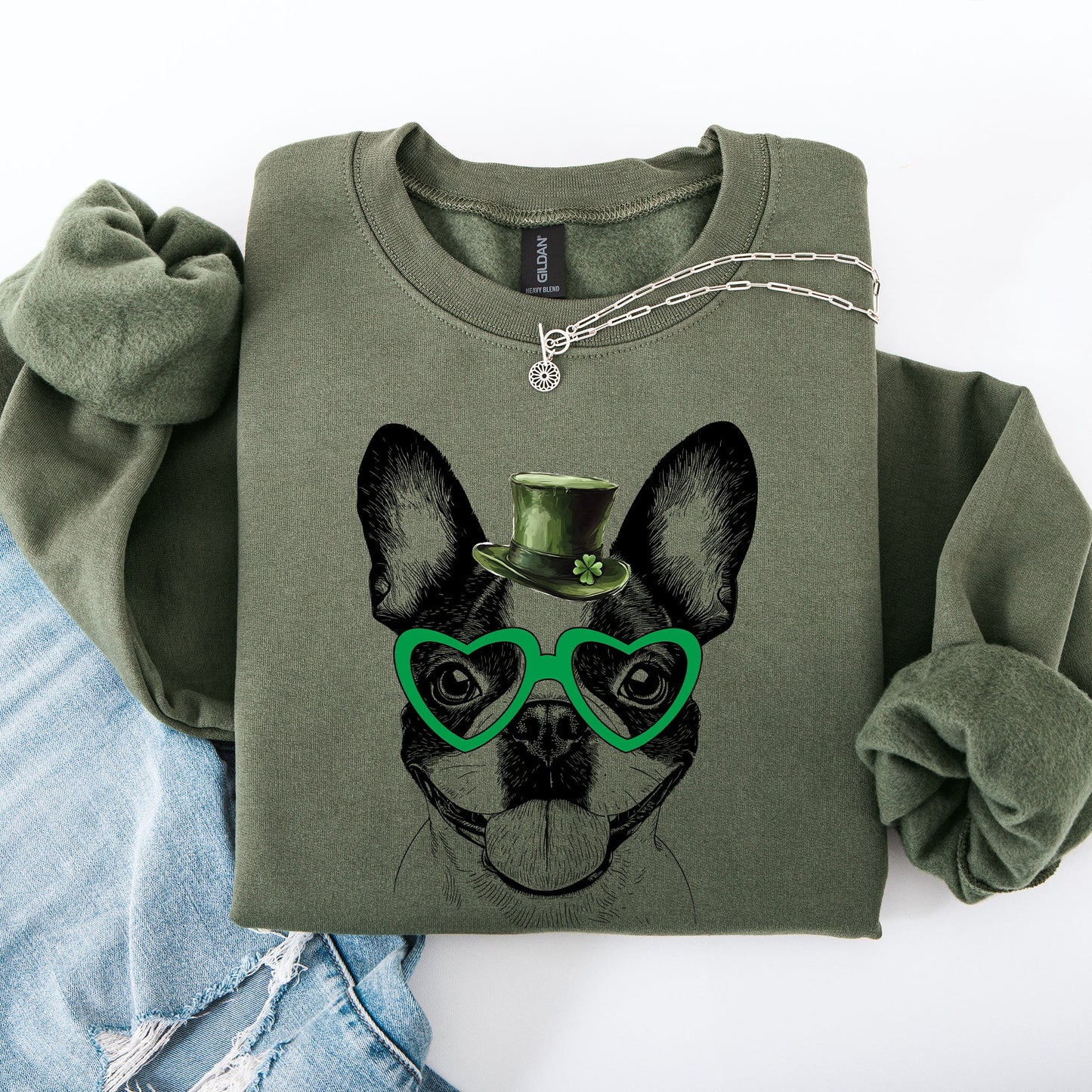 Boston Terrier, Adorable Dog, St Patrick's Day, Lucky, Irish Sweatshirt