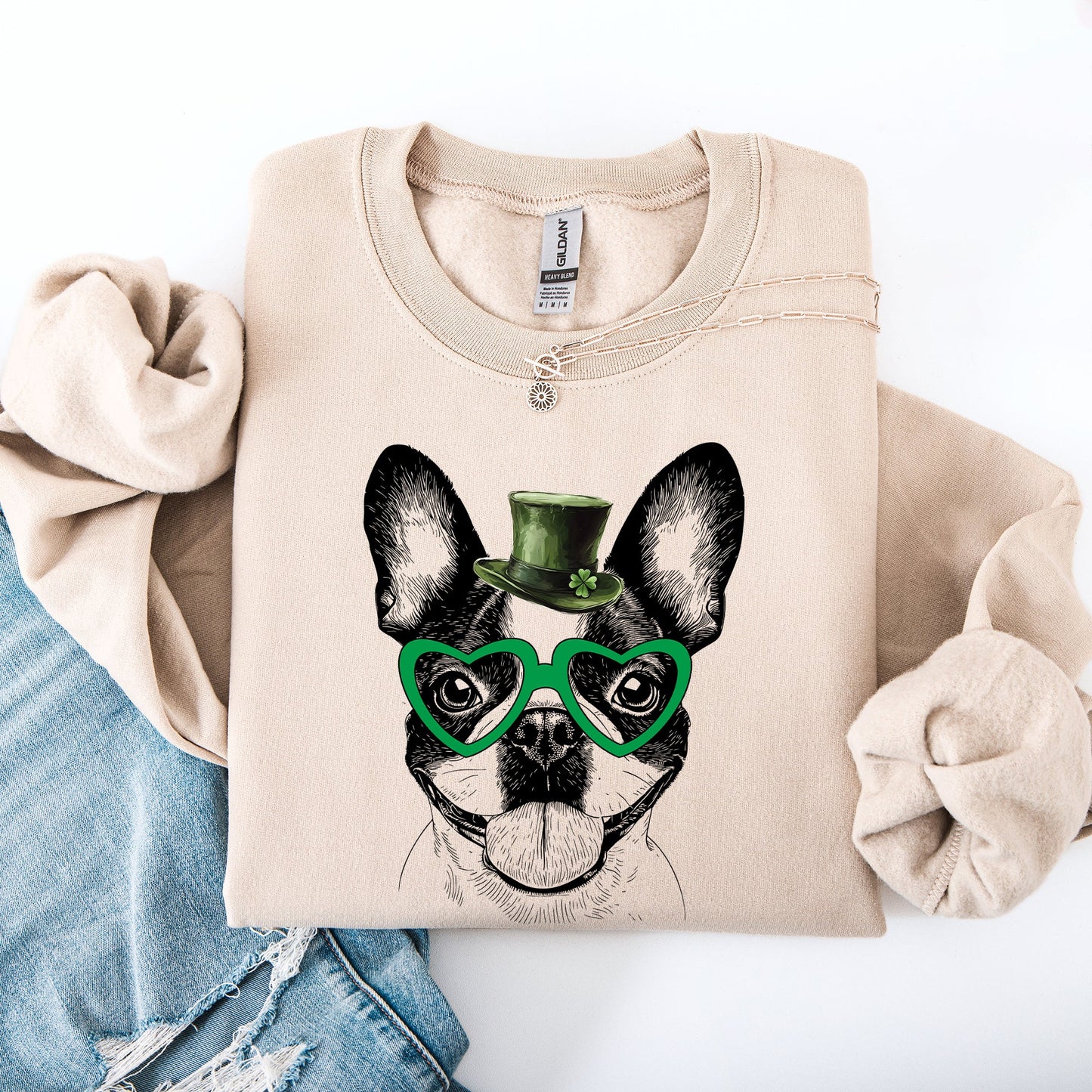 Boston Terrier, Adorable Dog, St Patrick's Day, Lucky, Irish Sweatshirt