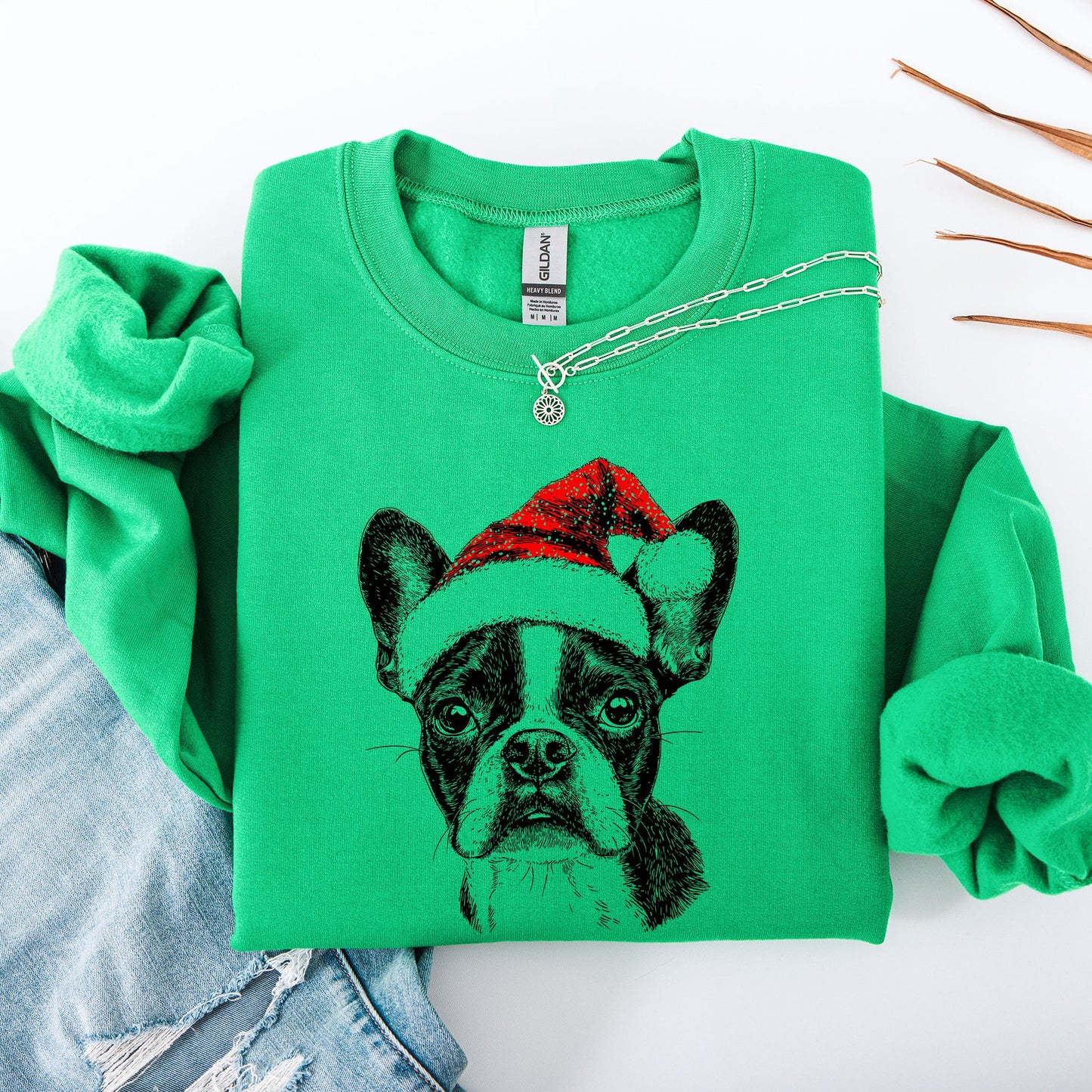 Boston Terrier, Santa, Dog, Christmas, Dog Lover, Pet Sweatshirt