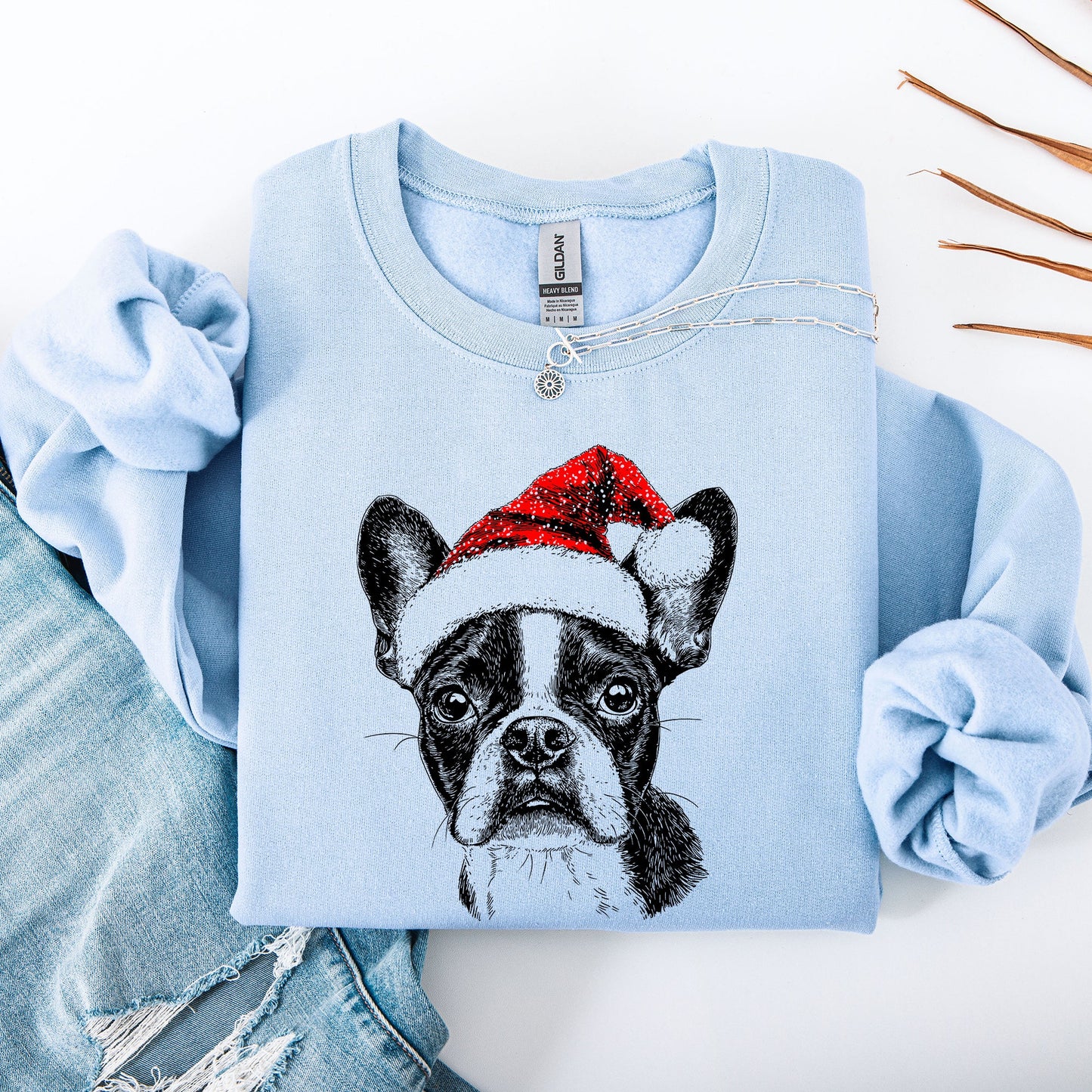 Boston Terrier, Santa, Dog, Christmas, Dog Lover, Pet Sweatshirt