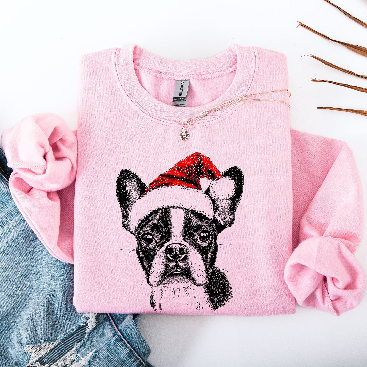 Boston Terrier, Santa, Dog, Christmas, Dog Lover, Pet Sweatshirt