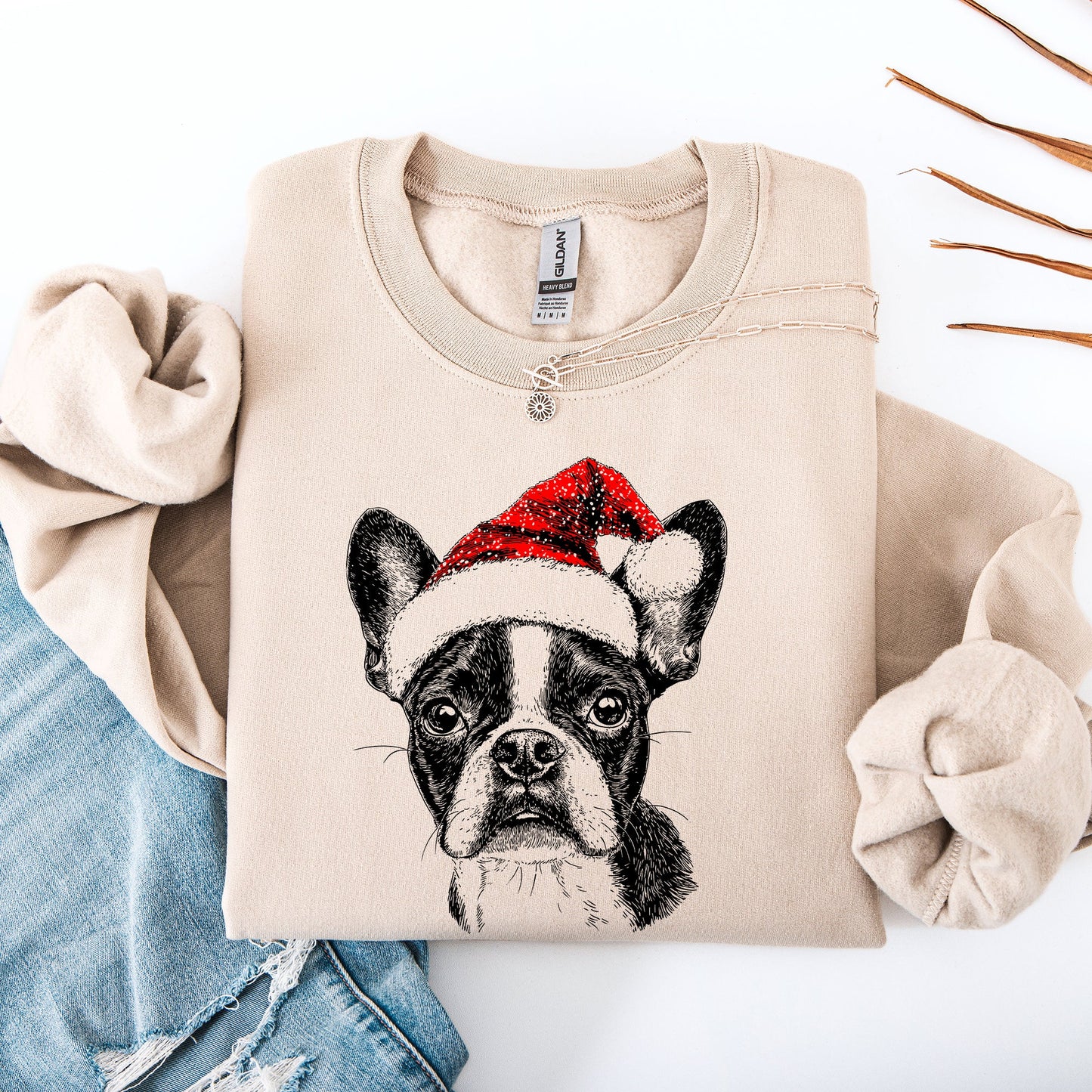Boston Terrier, Santa, Dog, Christmas, Dog Lover, Pet Sweatshirt