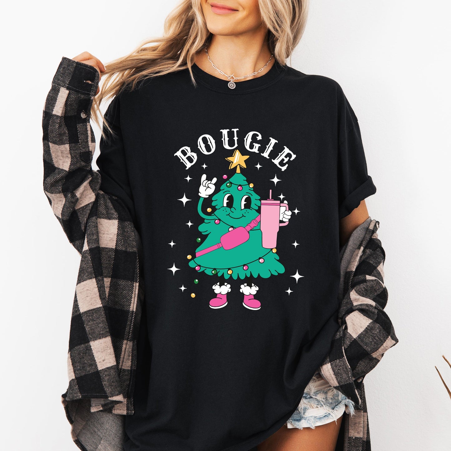 Bougie Christmas Tree, Santa, Winter, Snow, Xmas Tshirt Comfort Colors T-Shirt