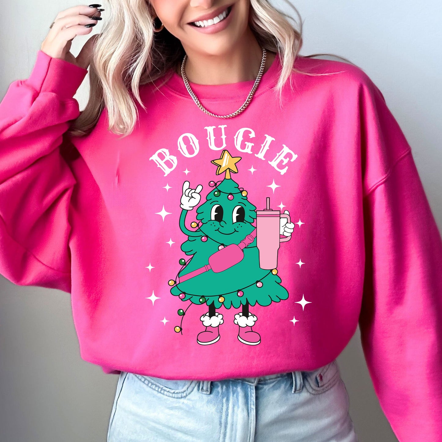 Bougie Christmas Tree, Santa, Winter, Snow, Xmas Sweatshirt