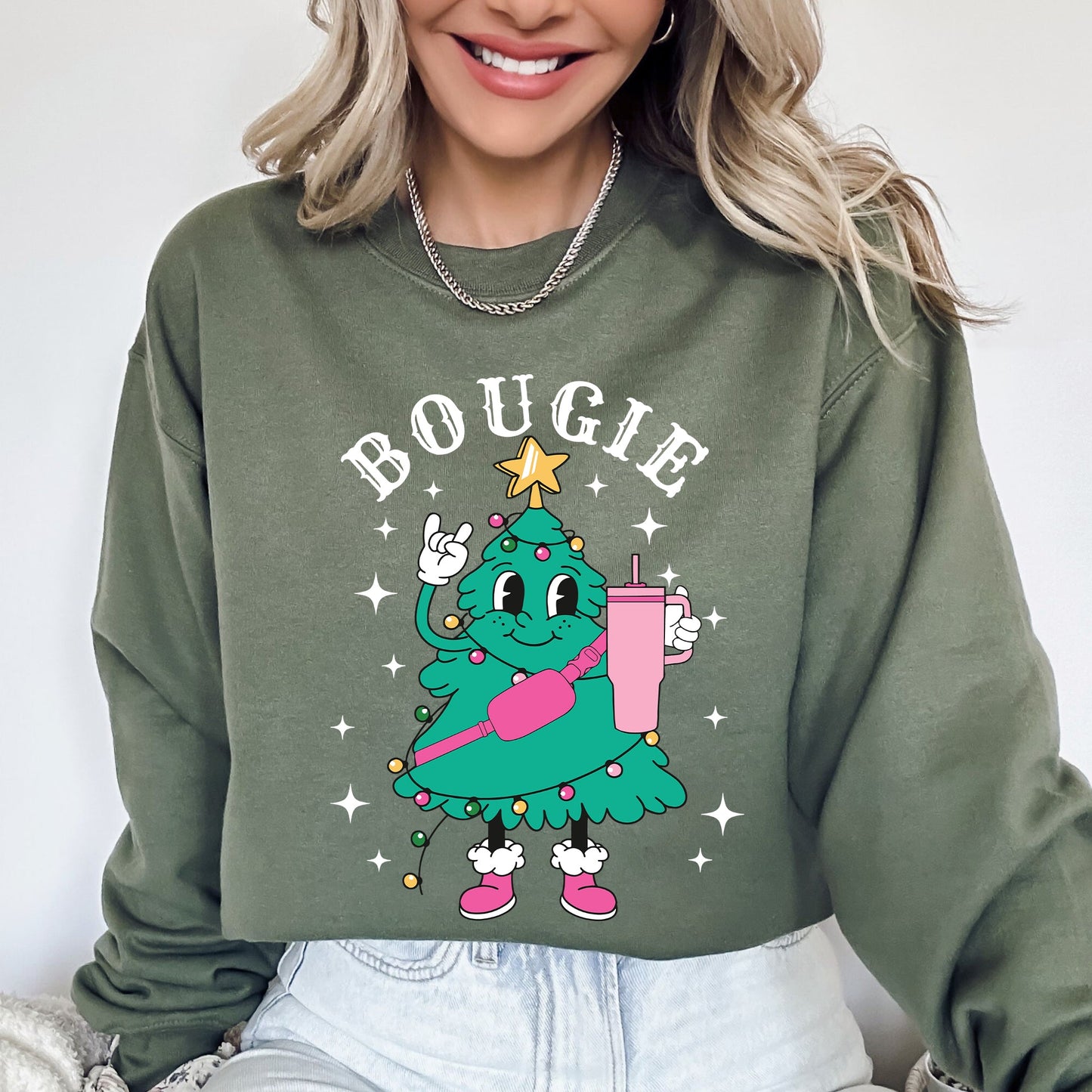 Bougie Christmas Tree, Santa, Winter, Snow, Xmas Sweatshirt
