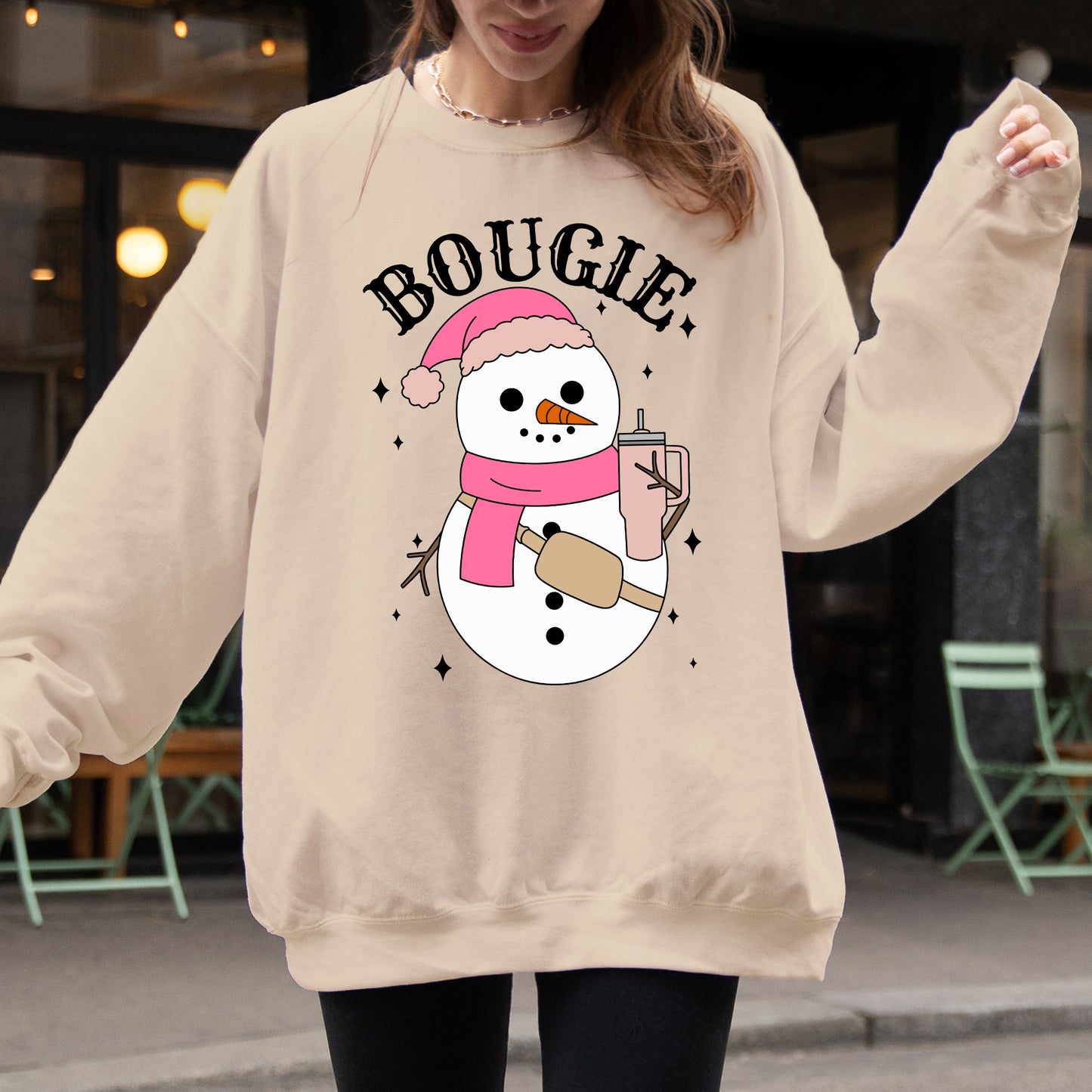 Bougie Snowman, Christmas, Santa, Winter, Snow, Xmas Sweatshirt