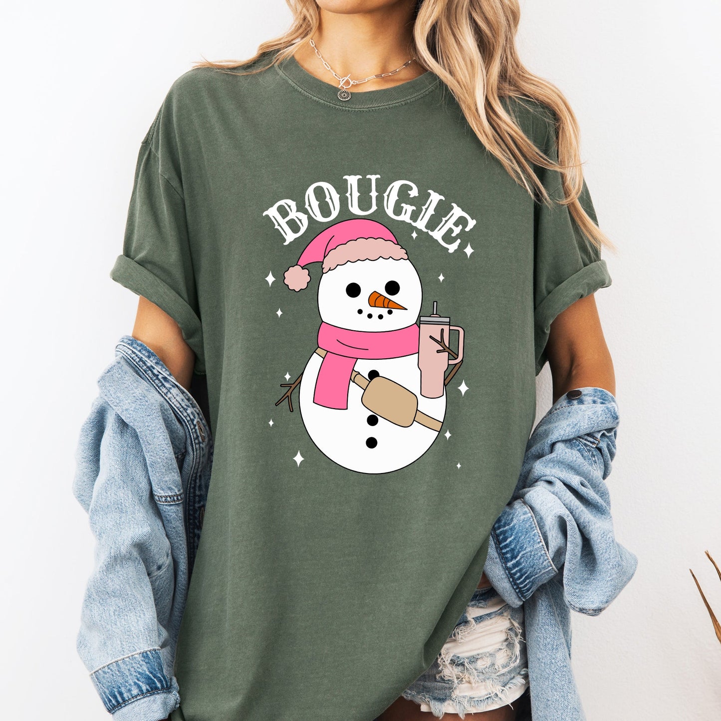 Bougie Snowman, Christmas, Santa, Winter, Snow, Xmas Tshirt Comfort Colors T-Shirt