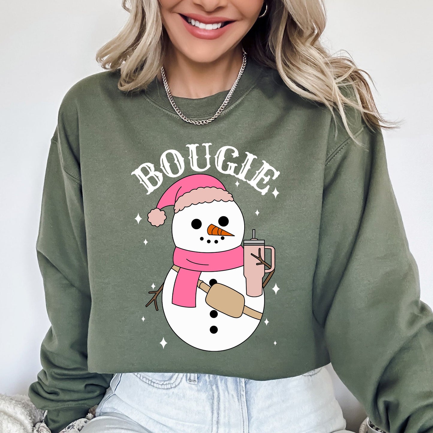 Bougie Snowman, Christmas, Santa, Winter, Snow, Xmas Sweatshirt