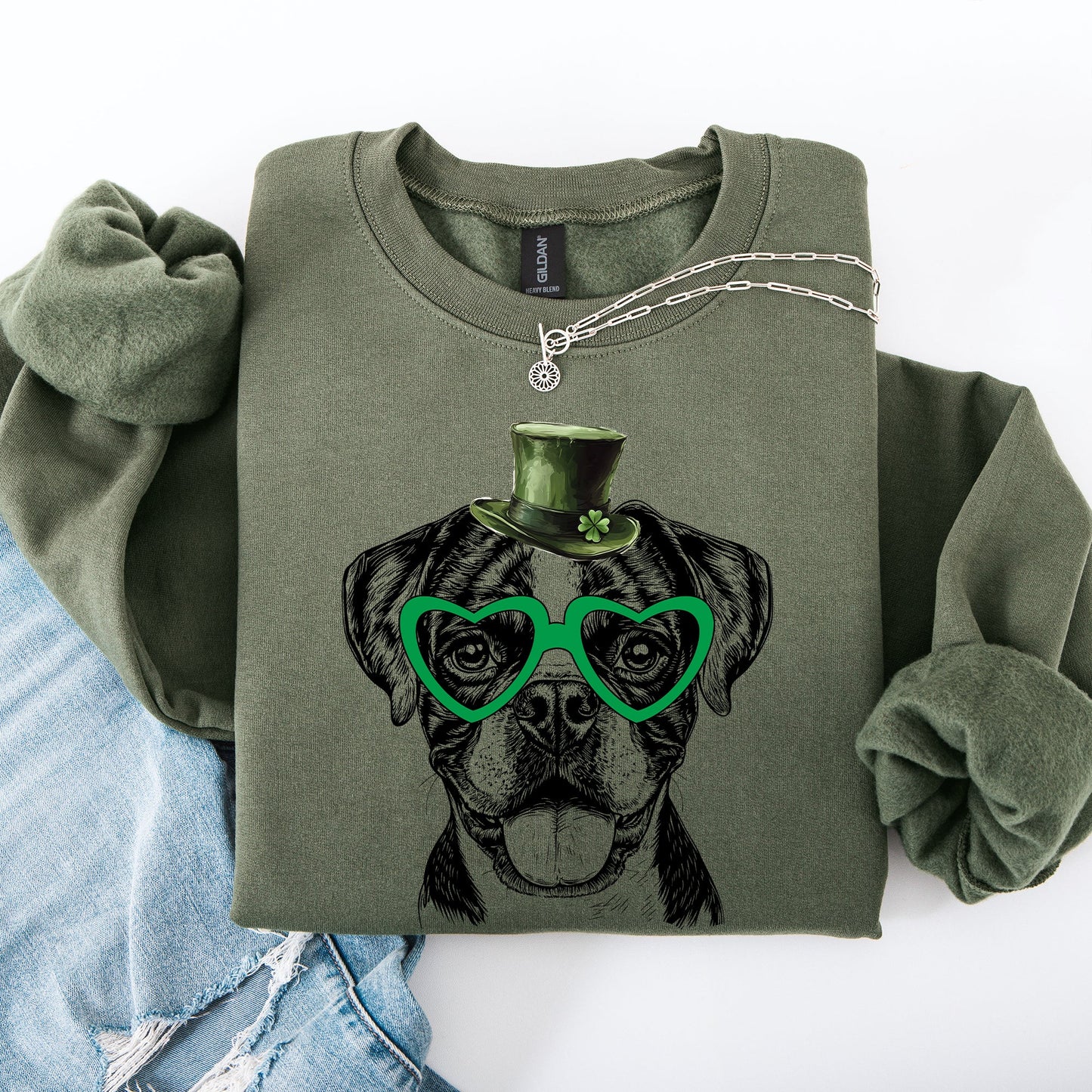 Boxer, Adorable Dog, St Patrick's Day, Lucky, Irish Sweatshirt