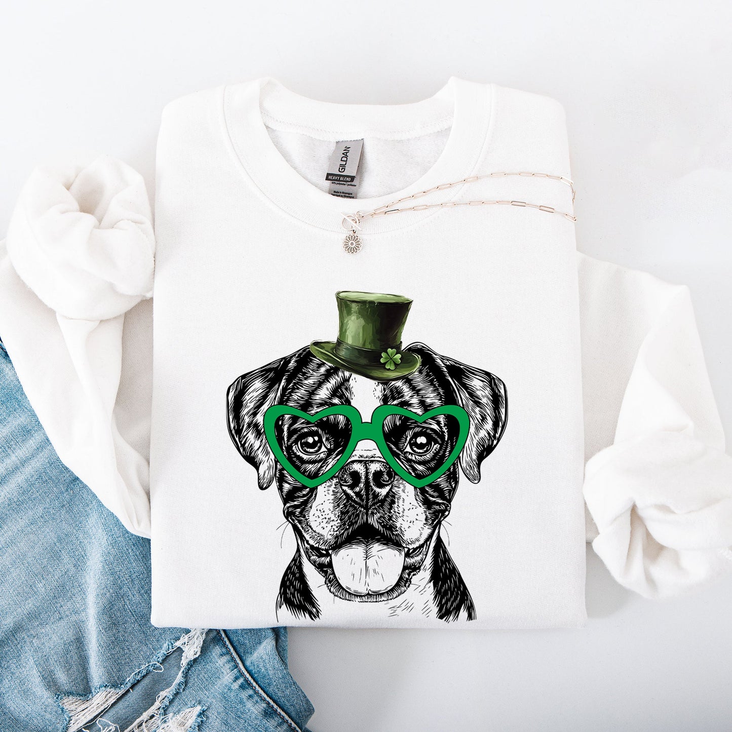 Boxer, Adorable Dog, St Patrick's Day, Lucky, Irish Sweatshirt
