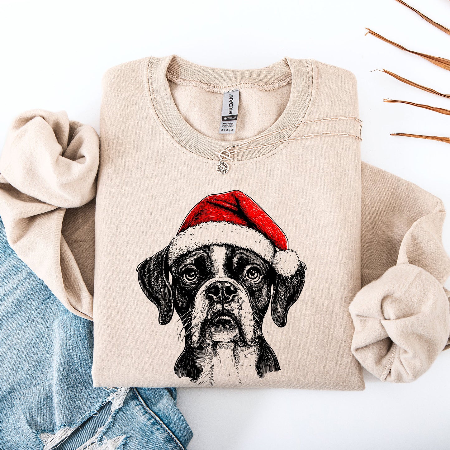 Boxer, Santa, Dog, Christmas, Dog Lover, Pet Sweatshirt