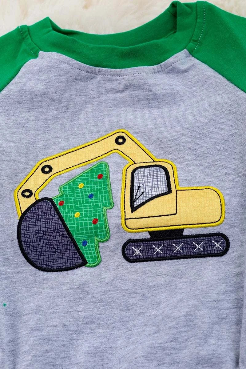 Construction Christmas Tree Boy Onesie