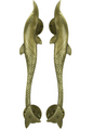 Dolphin Door Handles – Brass Nautical Pair (12"L x 2"W)