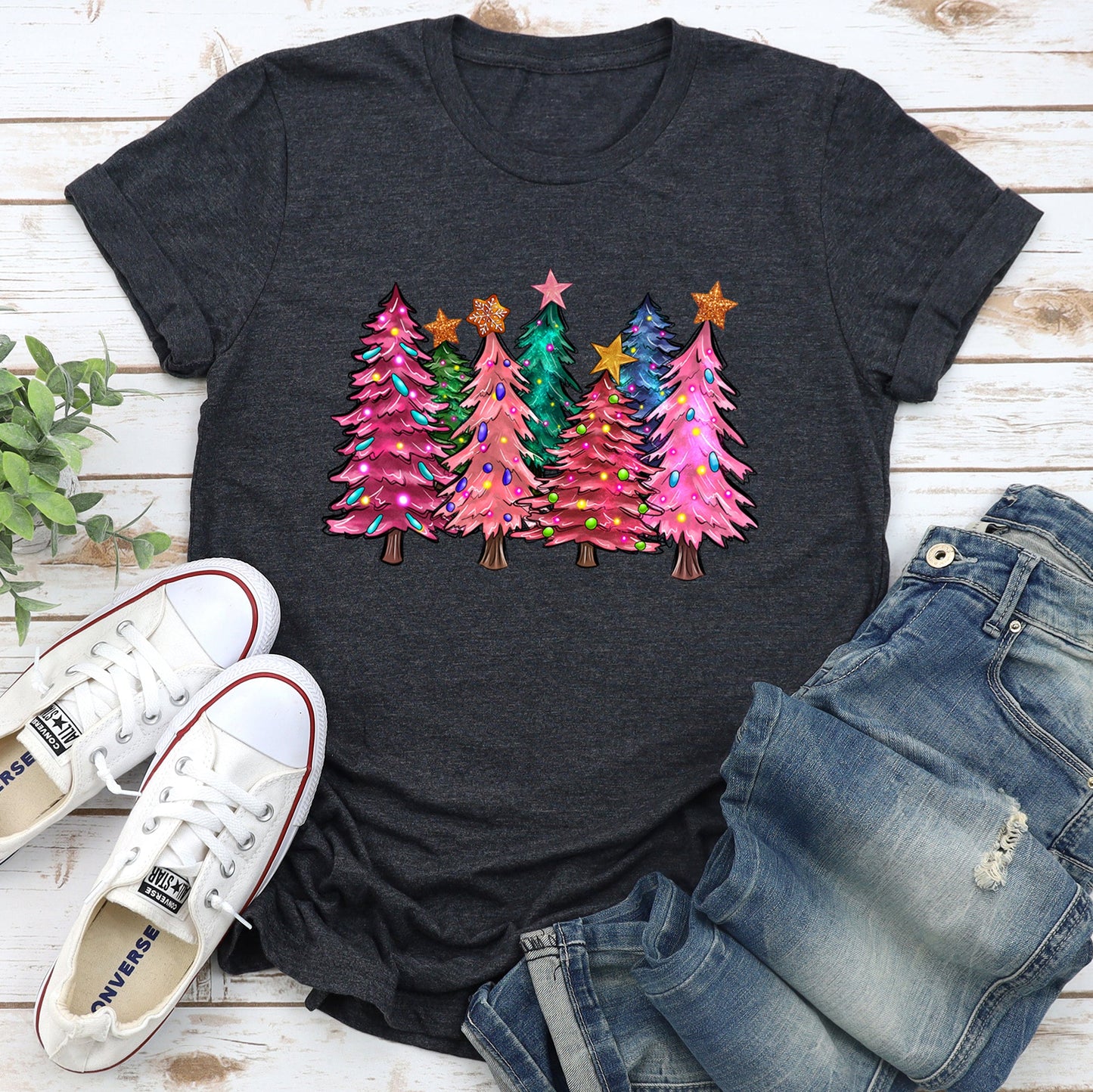 Bright Christmas Trees, Christmas Lights, Vibrant Super Soft Tees