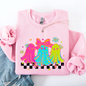 Bright and Colorful, Retro Halloween Ghosts, Checkered Sweatshirt