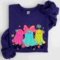Bright and Colorful, Retro Halloween Ghosts, Checkered Sweatshirt