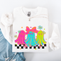 Bright and Colorful, Retro Halloween Ghosts, Checkered Sweatshirt