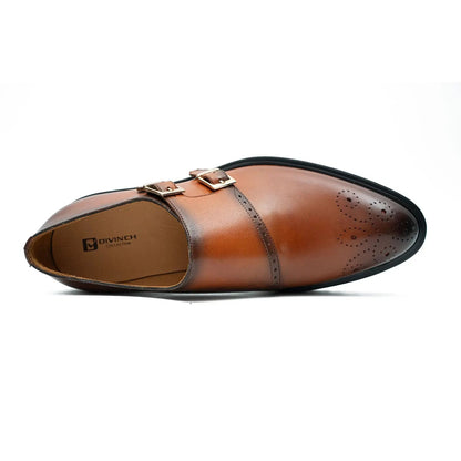 Brown Dual-Buckle Chunky Sole Brogues