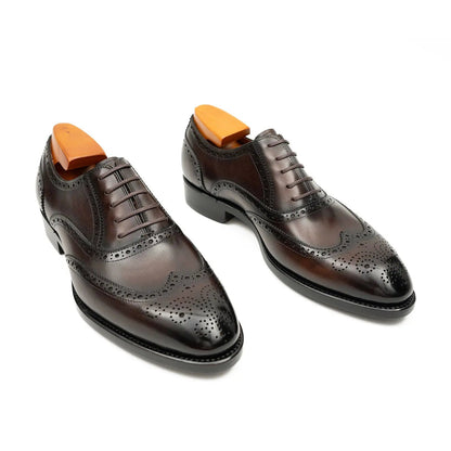 Brown Men's Goodyear Welted Brogue Leather Shoes
