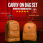 Brown Leather Roller Carry-on Set