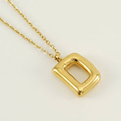 Bubble Shape Initials 18K Gold Plated Pendant Necklace | Alphabet