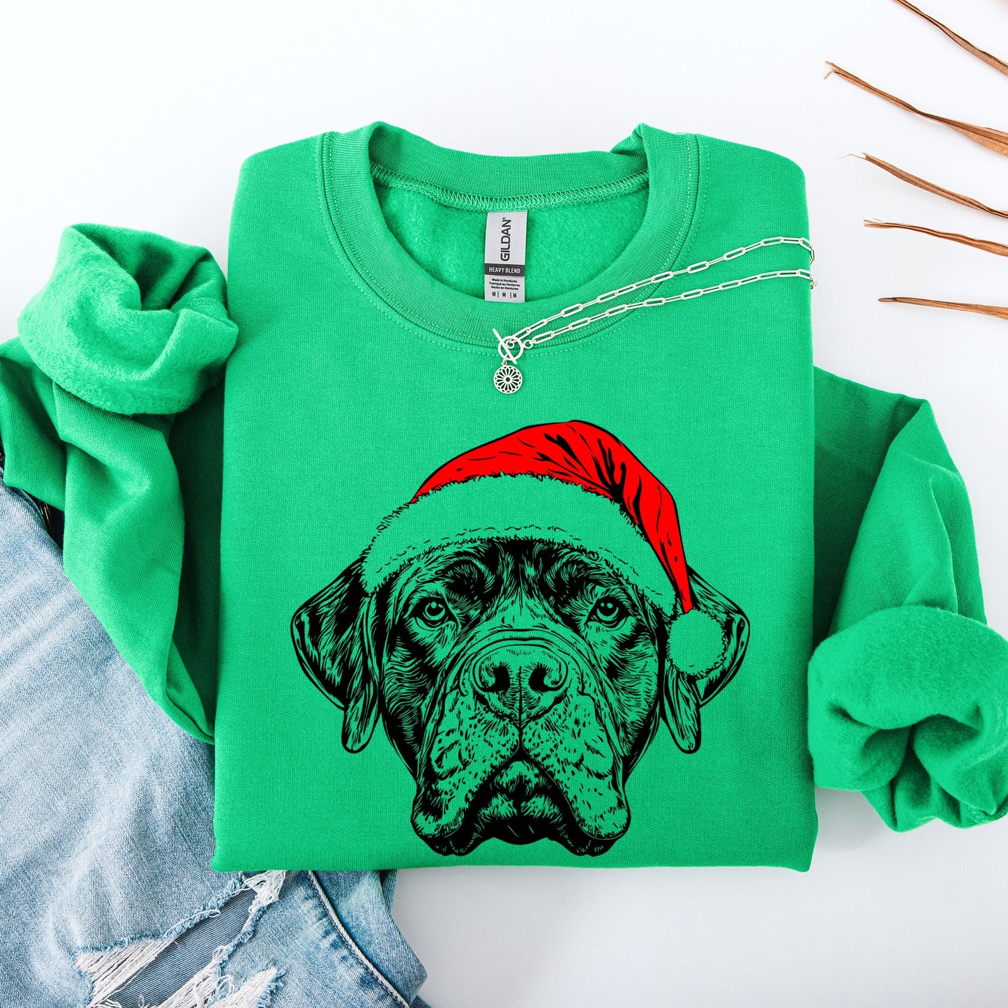 Bull Mastiff, Santa, Dog, Christmas, Dog Lover, Pet Sweatshirt