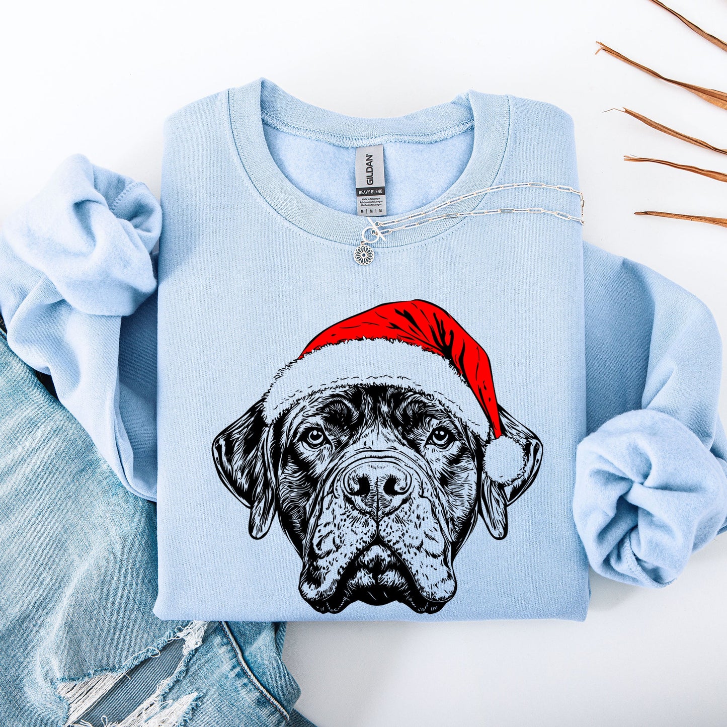 Bull Mastiff, Santa, Dog, Christmas, Dog Lover, Pet Sweatshirt